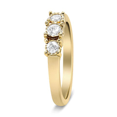 14K Yellow Gold Plated .925 Sterling Silver 1/4 Cttw Diamond 3 Stone Illusion Plate Ring (J-K Color, I1-I2 Clarity)