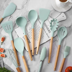 5/12pc Kitchen Utensil Set Wooden Handle